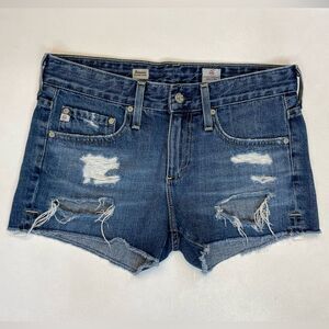 AG Adriano Goldschmied Bonnie Relaxed Cut Denim Jeans Shorts Women 26 Distressed